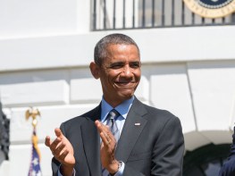 President Barack Obama and former President Bill Clinton applaud during the 20th anniversary of the AmeriCorps national service program on the South Lawn of the White House, Sept. 12, 2014. (Official White House Photo by Pete Souza) This official White House photograph is being made available only for publication by news organizations and/or for personal use printing by the subject(s) of the photograph. The photograph may not be manipulated in any way and may not be used in commercial or political materials, advertisements, emails, products, promotions that in any way suggests approval or endorsement of the President, the First Family, or the White House.